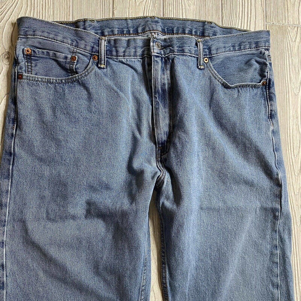 Levis 505 Regular Fit Jeans Mens 42x32 Light Wash 100% Cotton